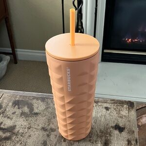 Starbucks Textured Peach Tumbler with Straw